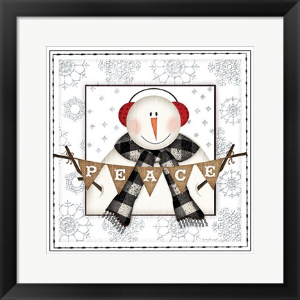 Framed Peace Snowman Print