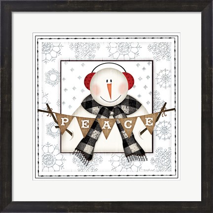 Framed Peace Snowman Print