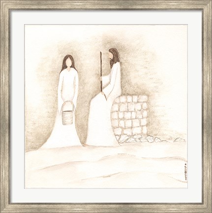 Framed Jesus Talks with Woman at Well Print