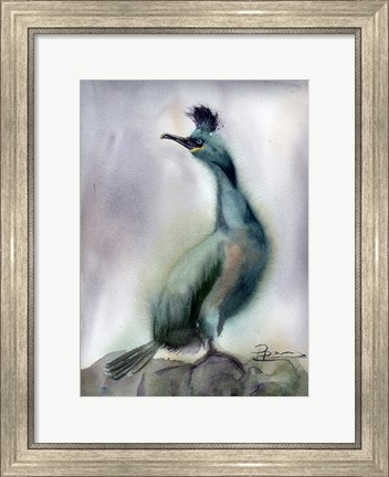 Framed Bird on Rock Print
