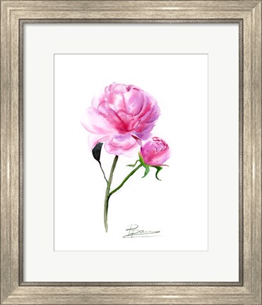 Framed Pink Flowers V Print