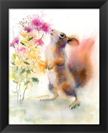 Framed Sniffing Squirrel Print