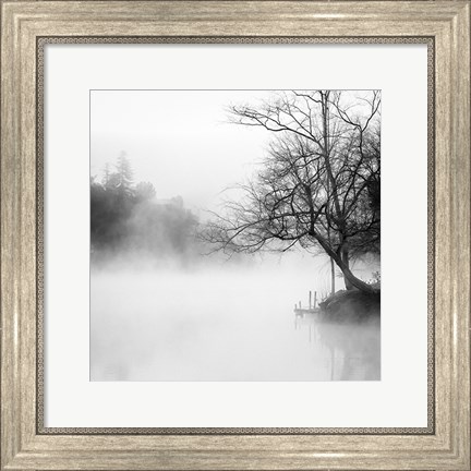 Framed Fog on the Lake Print