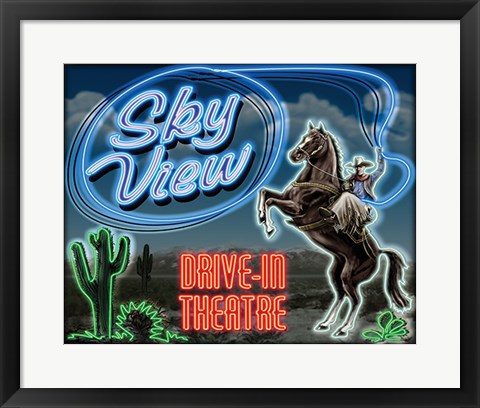 Framed Skyview Drive In II Print