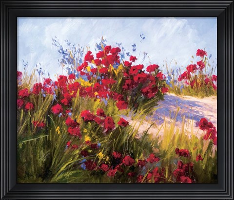 Framed Red Poppies and Wild Flowers Print