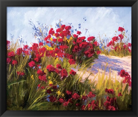 Framed Red Poppies and Wild Flowers Print