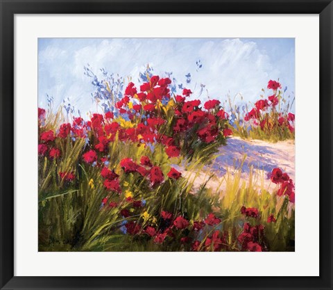 Framed Red Poppies and Wild Flowers Print