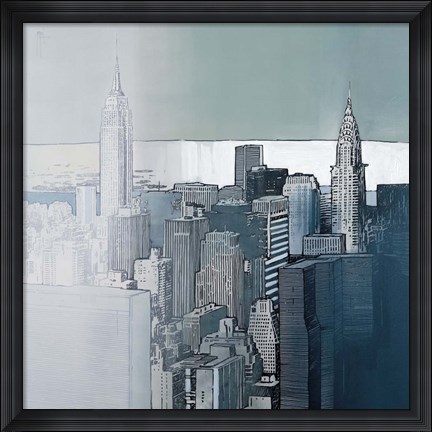 Framed Chrysler and Empire State Buildings Print