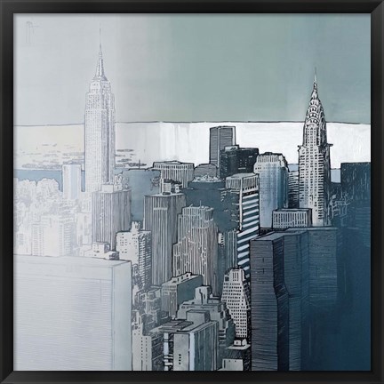 Framed Chrysler and Empire State Buildings Print