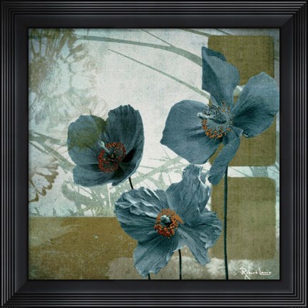 Framed Cerulean Poppies II Print