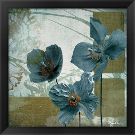 Framed Cerulean Poppies II Print