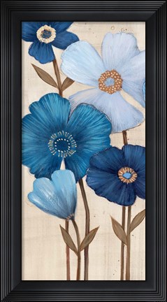 Framed Fleurs Bleues I Print