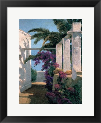 Framed Bougainvillea &amp; Palm Trees Print