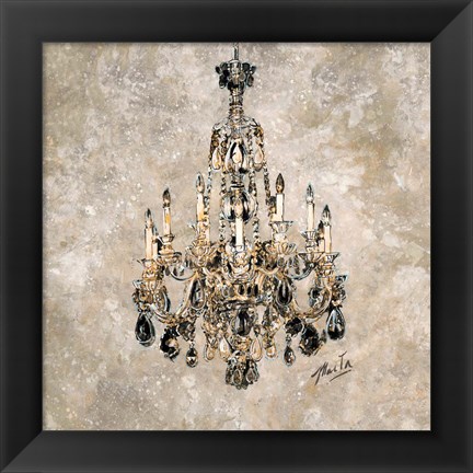 Framed Champagne Chandelier Print