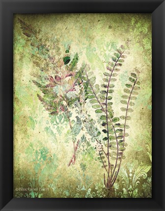 Framed Organic Greenery in Damask I Print