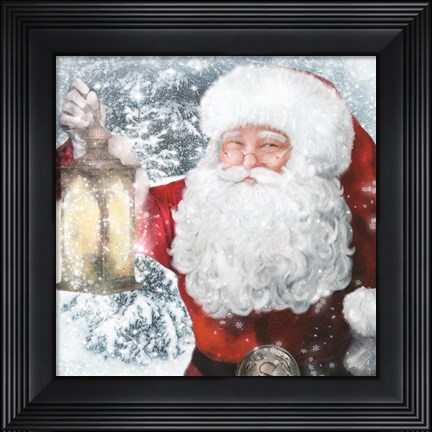 Framed Santa Lantern Print