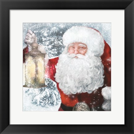 Framed Santa Lantern Print