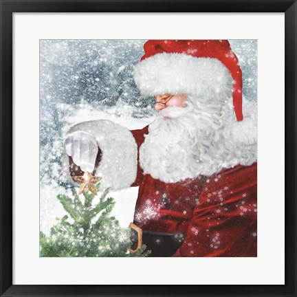 Framed Santa Tree Star Print