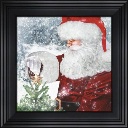 Framed Santa Tree Star Print