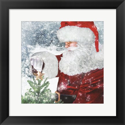 Framed Santa Tree Star Print