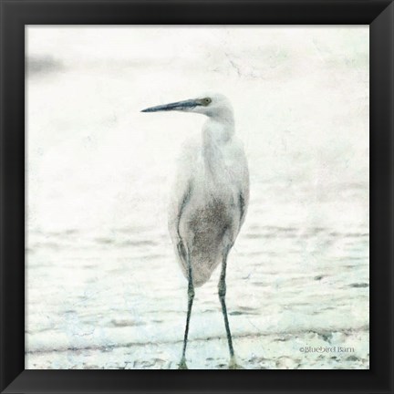 Framed Beach Heron Print