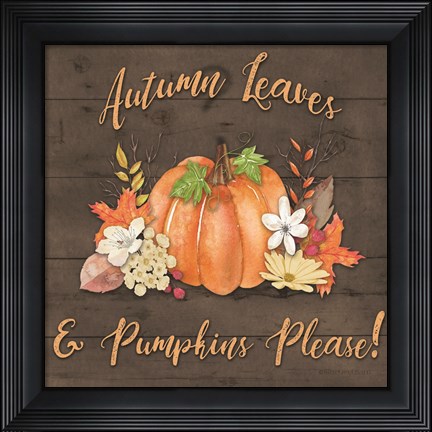 Framed Orange Pumpkin Floral Print