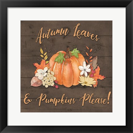 Framed Orange Pumpkin Floral Print