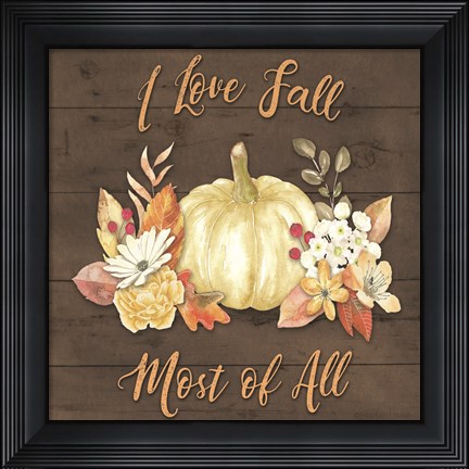 Framed Pale Pumpkin Floral Print