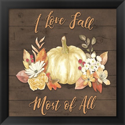 Framed Pale Pumpkin Floral Print