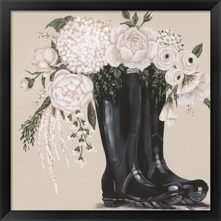 Framed Flowers and Black Boots Print