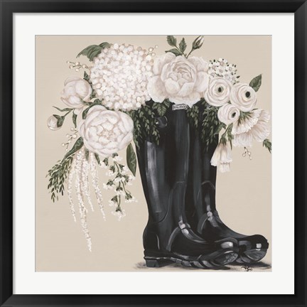 Framed Flowers and Black Boots Print