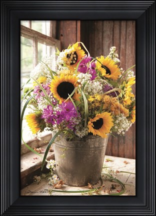 Framed Wildflowers in Bucket Print