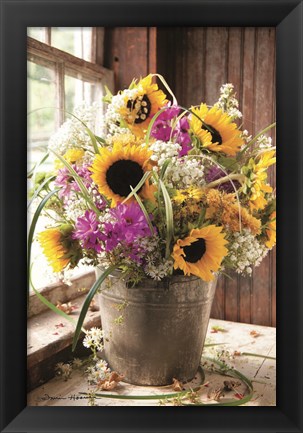 Framed Wildflowers in Bucket Print