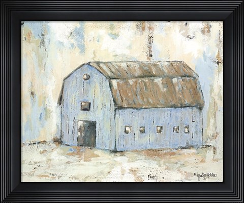 Framed Blue Barnyard Print