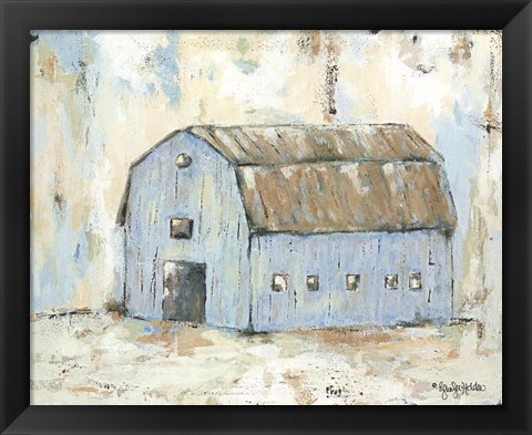 Framed Blue Barnyard Print