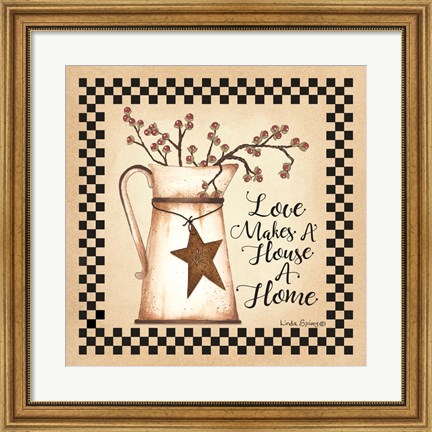Framed Love Makes a House a Home Print