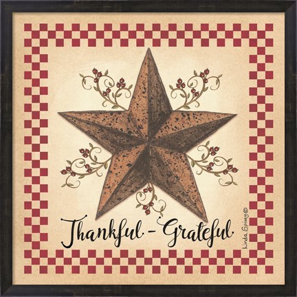 Framed Thankful Grateful Barnstar Print
