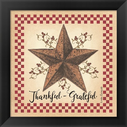 Framed Thankful Grateful Barnstar Print