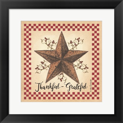 Framed Thankful Grateful Barnstar Print