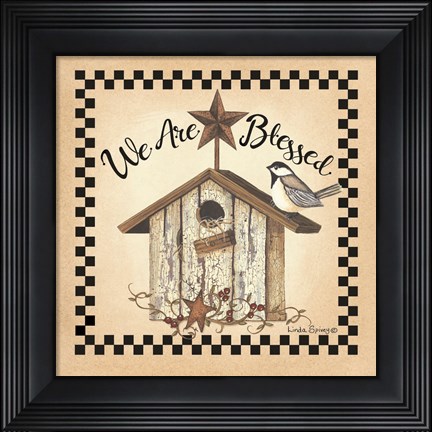 Framed We Are Blessed Birdhouse Print