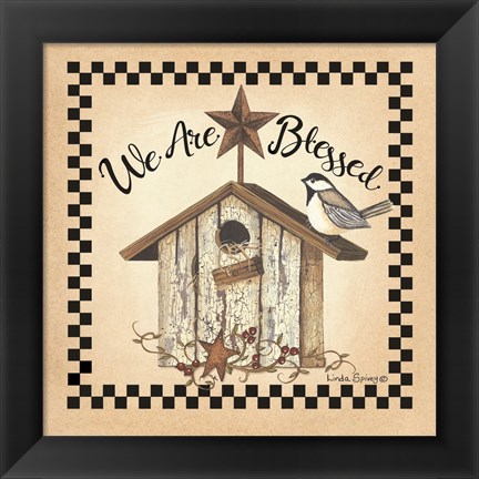 Framed We Are Blessed Birdhouse Print