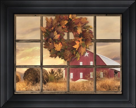 Framed Fall Window View Print