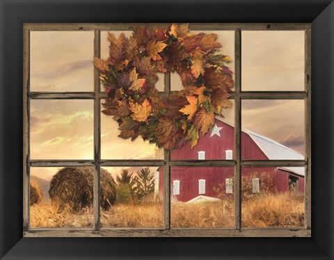 Framed Fall Window View Print