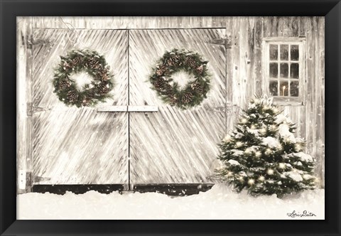 Framed Christmas Barn Doors Print