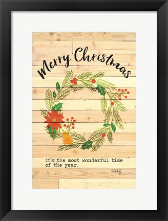 Framed Merry Christmas Wreath Print