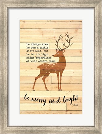 Framed Be Merry and Bright Deer Print