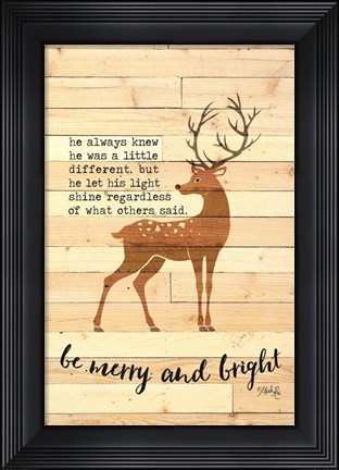 Framed Be Merry and Bright Deer Print