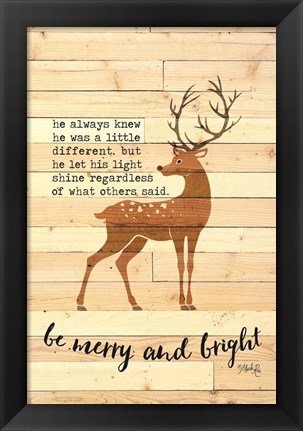 Framed Be Merry and Bright Deer Print