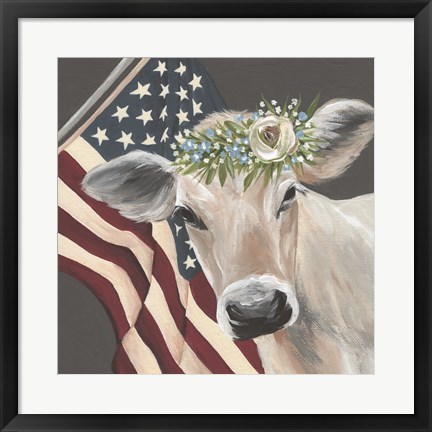 Framed Patriotic Cow Print