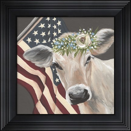 Framed Patriotic Cow Print
